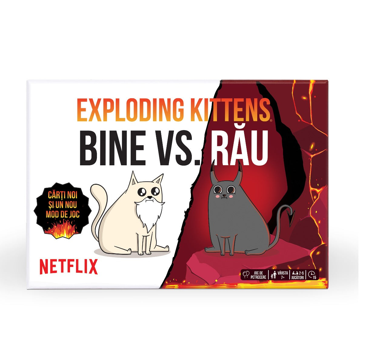 JOC DE SOCIETATE EXPLODING KITTENS: BINE VS RAU - EXPLODING KITTENS (EKIEK12RO) - Libelula Vesela - Jucarii
