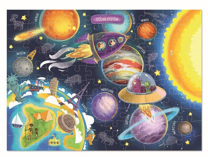 PUZZLE - SPATIUL COSMIC (100 PIESE) - DODO (DO300141) - Libelula Vesela - Jucarii