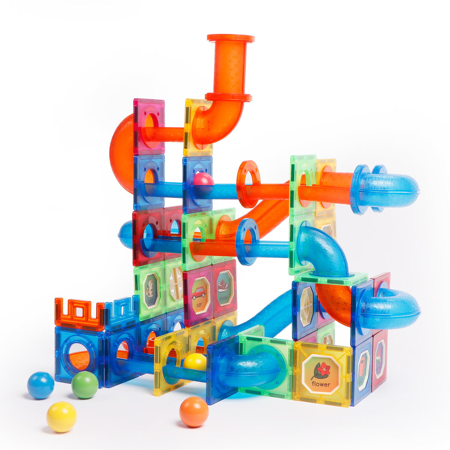 SET DE CONSTRUCTIE MAGNETIC - MARBLE RUN (171 PIESE) - MAGPLAYER (MPL-171) - Libelula Vesela - Jucarii