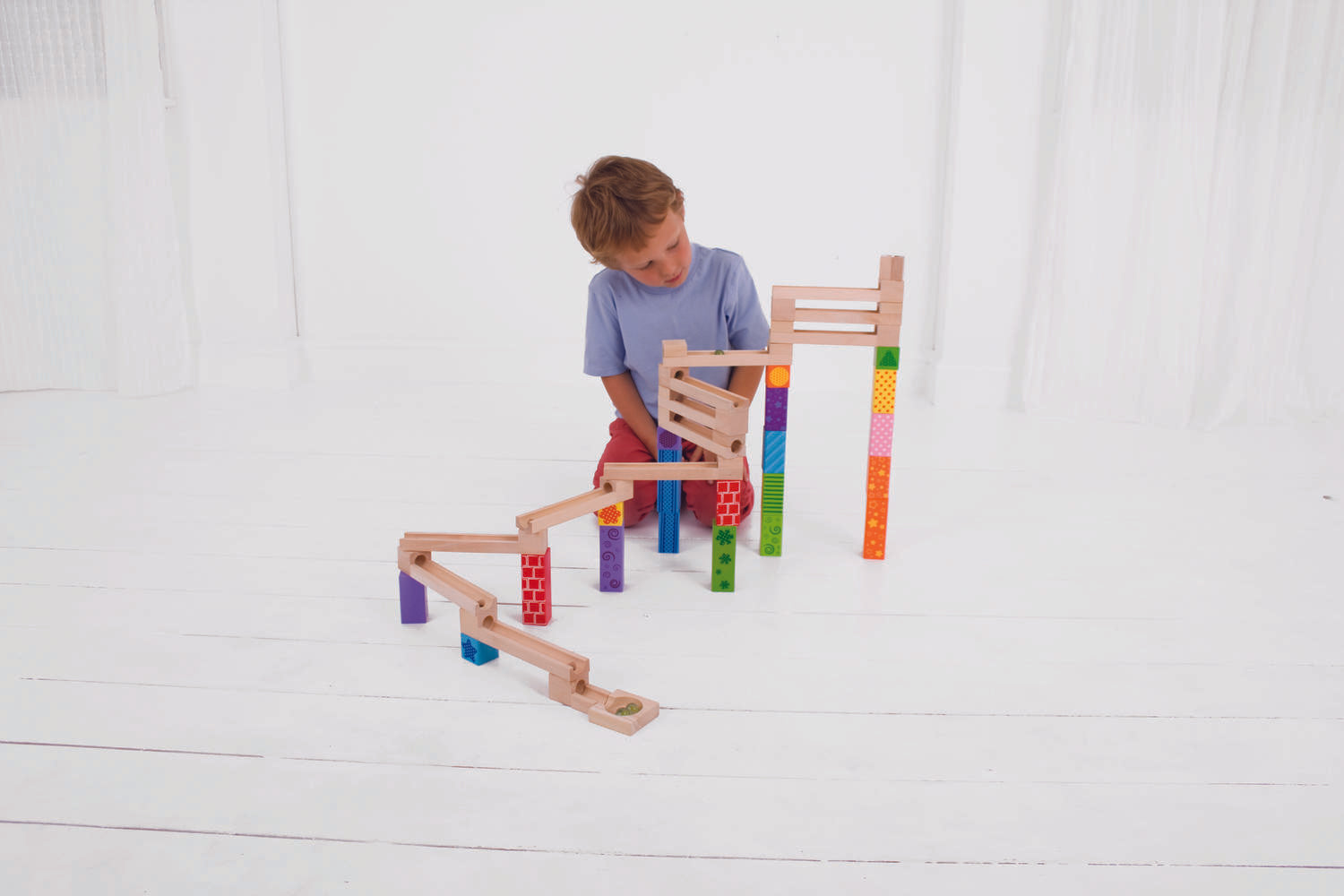 MARBLE RUN DIN LEMN - BIGJIGS (BJ786) - Libelula Vesela - Jucarii