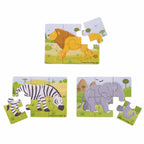 SET 3 PUZZLE DIN LEMN - JUNGLA VESELA - BIGJIGS (BJ818) - Libelula Vesela - Jucarii