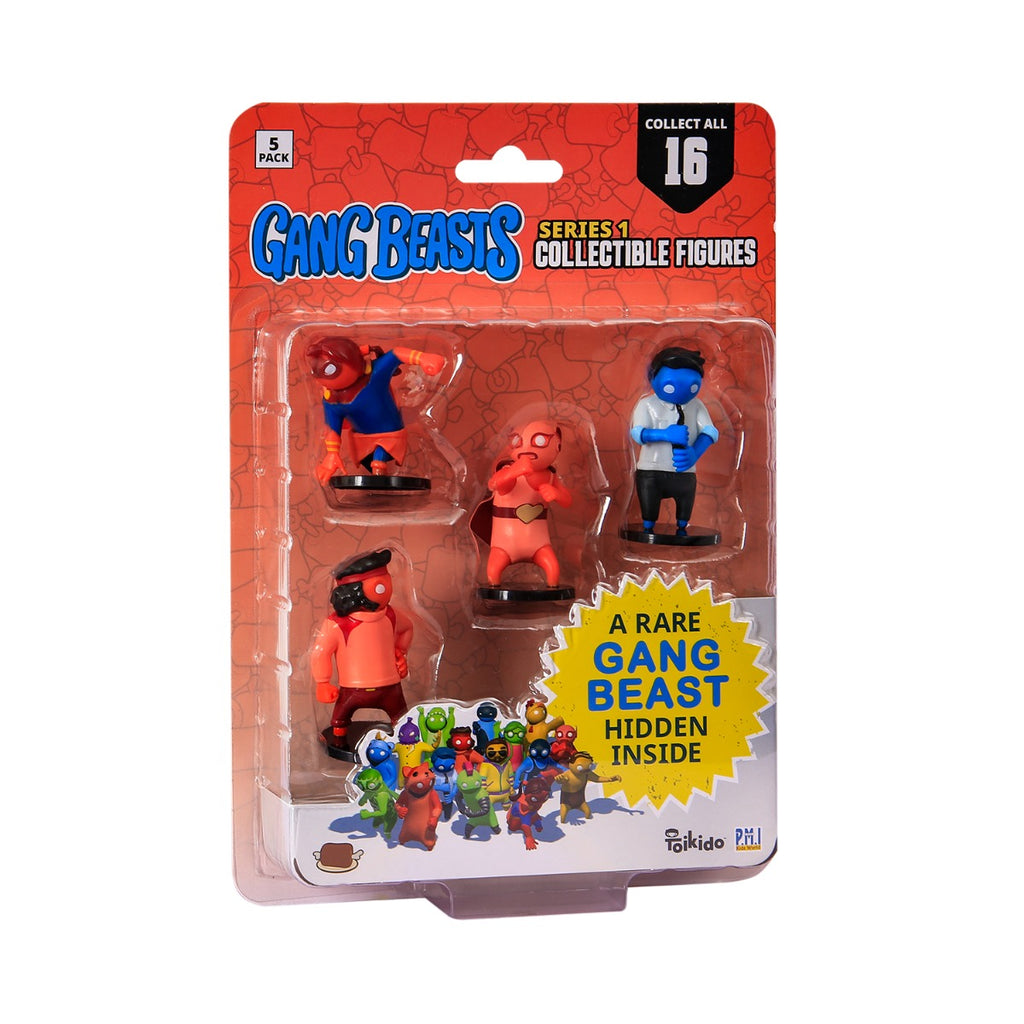 GANG BEASTS - SET 5 FIGURINE CU UN PERSONAJ RAR ASCUNS - P.M.I. (GB2040) - Libelula Vesela - Jucarii