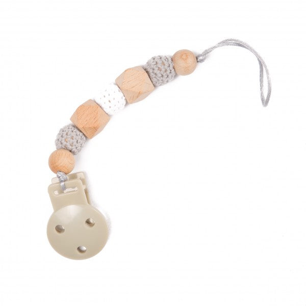 LANT SUZETA PENTRU BEBELUSI MARGELE DE LEMN GRI - BO JUNGLE (BJB563120) - Libelula Vesela - Jucarii