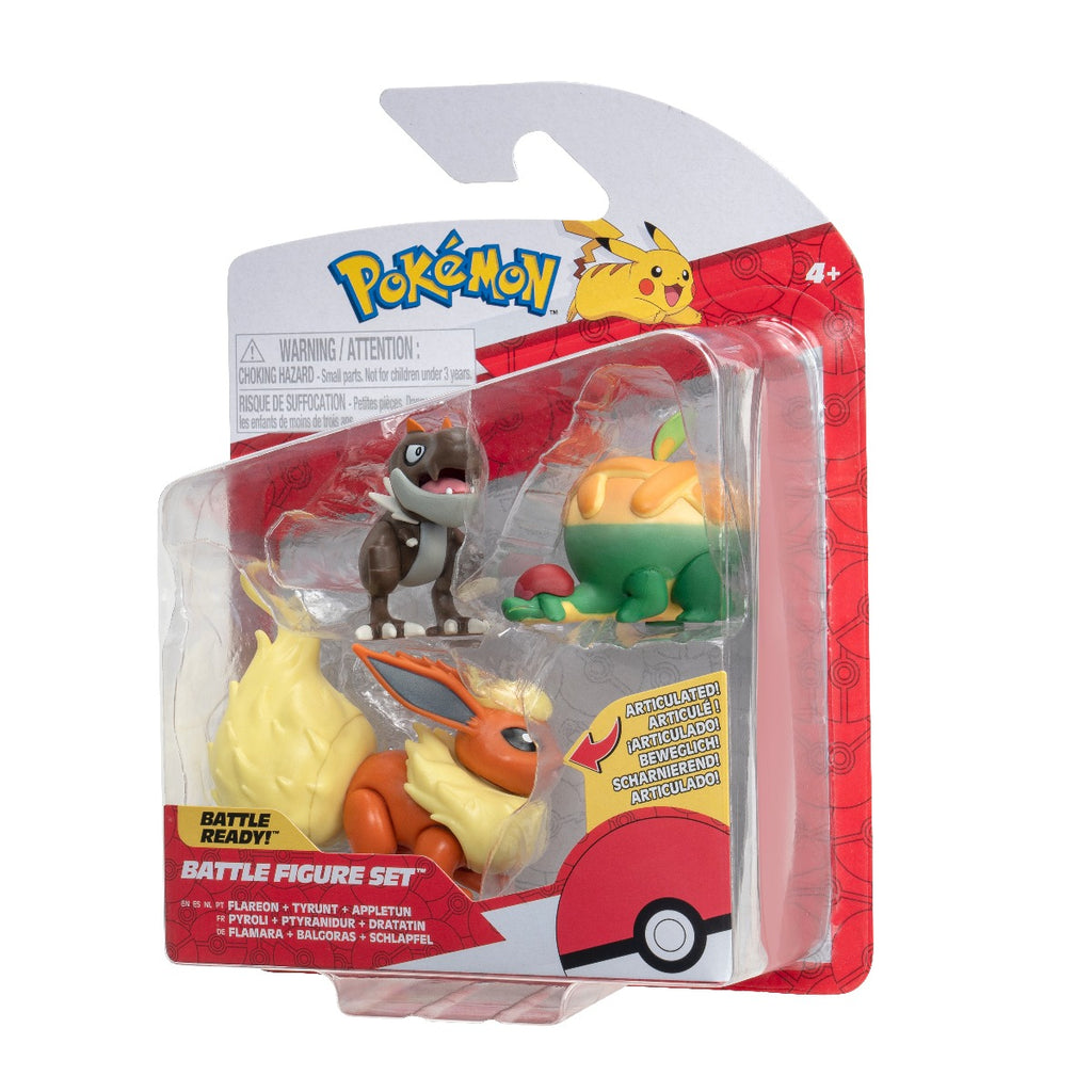 POKEMON - SET 3 FIGURINE DE ACTIUNE, APPLTUN, TYRUNT, FLAREON, 3 BUC - JAZWARES (PKW3047) - Libelula Vesela - Jucarii
