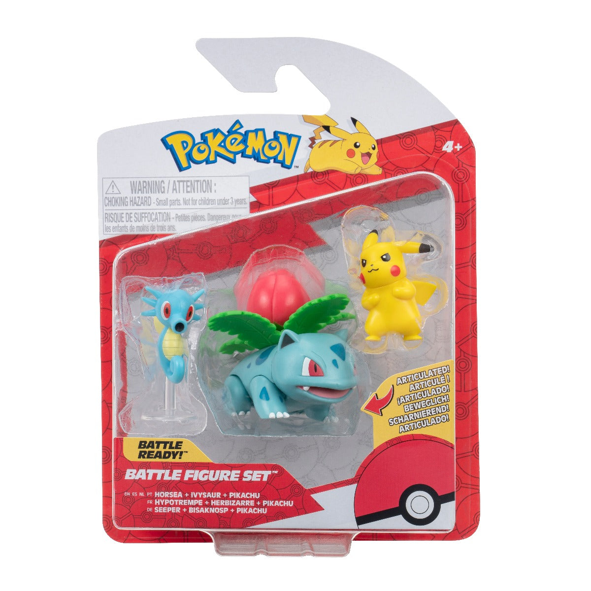 POKEMON - SET 3 FIGURINE DE ACTIUNE, PIKACHU #2, HORSEA, IVYSAUR, 3 BUC - JAZWARES (PKW3049) - Libelula Vesela - Jucarii