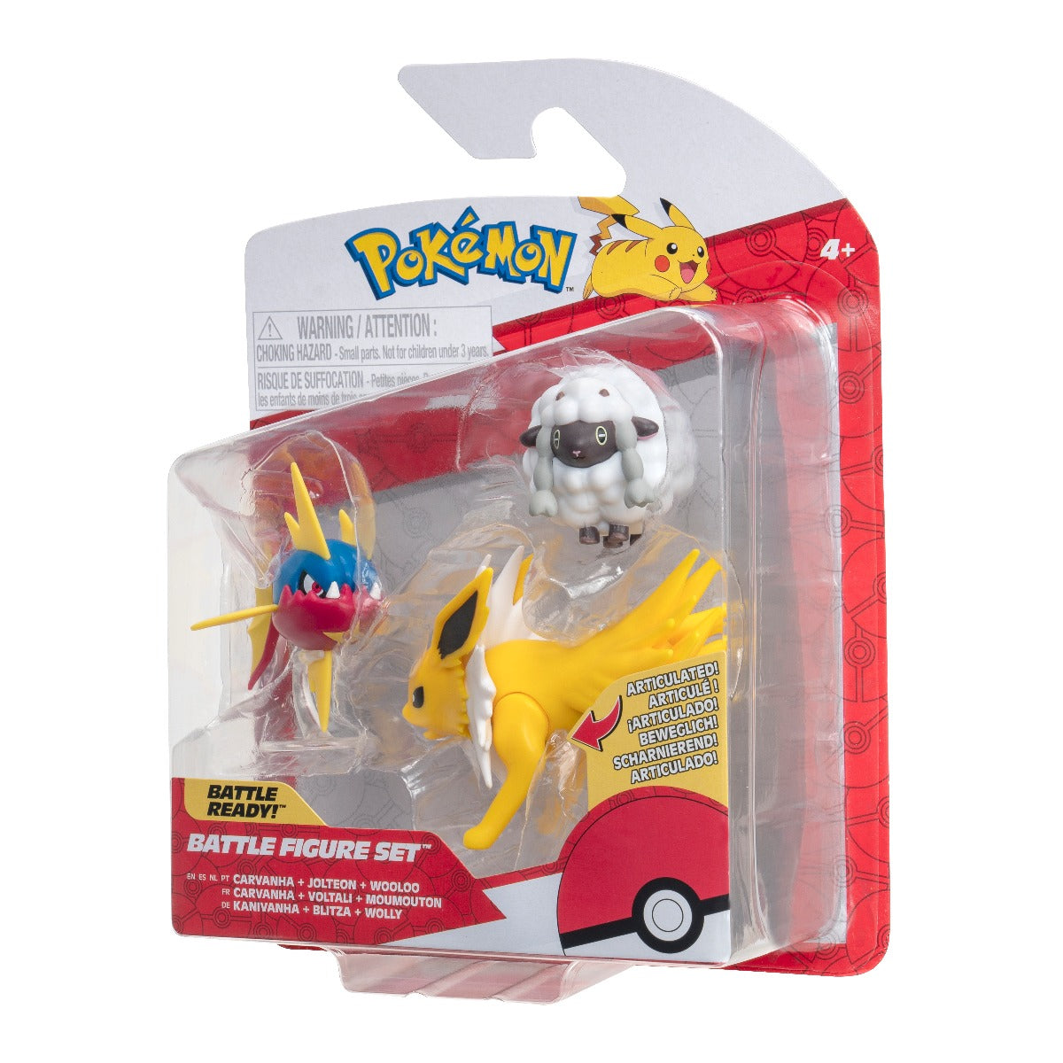 POKEMON - SET 3 FIGURINE DE ACTIUNE, WOOLOO, CARVANHA, JOLTEON, 3 BUC - JAZWARES (PKW3050) - Libelula Vesela - Jucarii