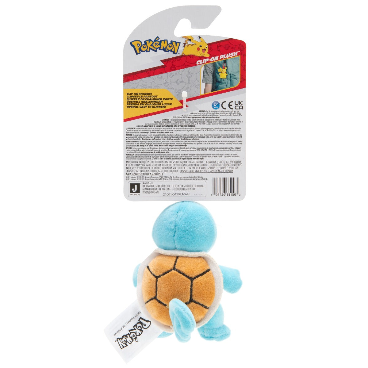 POKEMON - JUCARIE DE PLUS CU AGATATOARE, SQUIRTLE, S6 - JAZWARES (PKW0123) - Libelula Vesela - Jucarii
