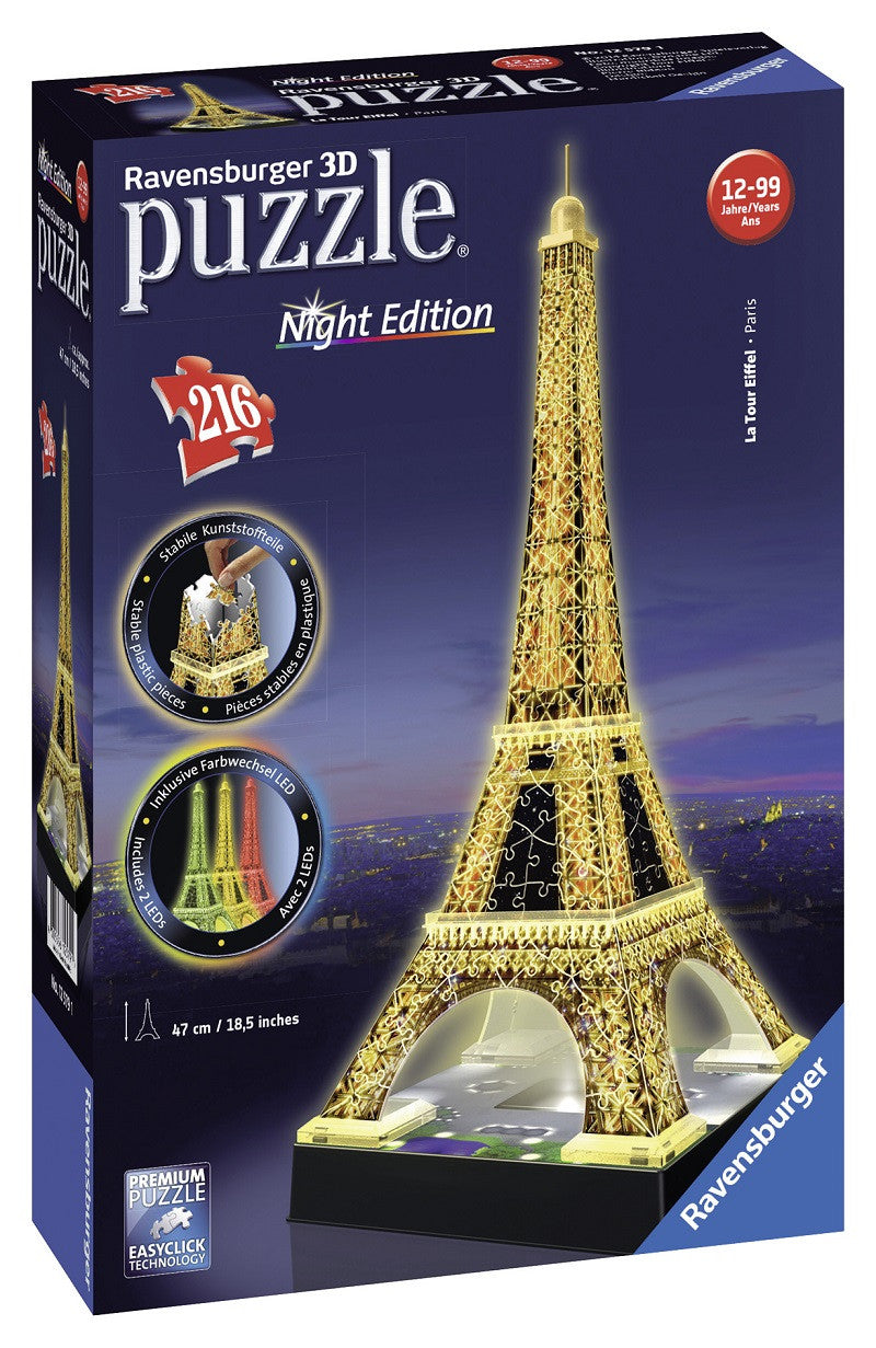 PUZZLE 3D TURNUL EIFFEL NOAPTEA, 216 PIESE (RVS3D12579) - Libelula Vesela - Jucarii
