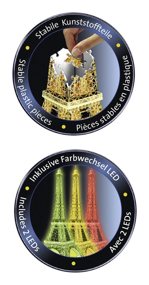 PUZZLE 3D TURNUL EIFFEL NOAPTEA, 216 PIESE (RVS3D12579) - Libelula Vesela - Jucarii