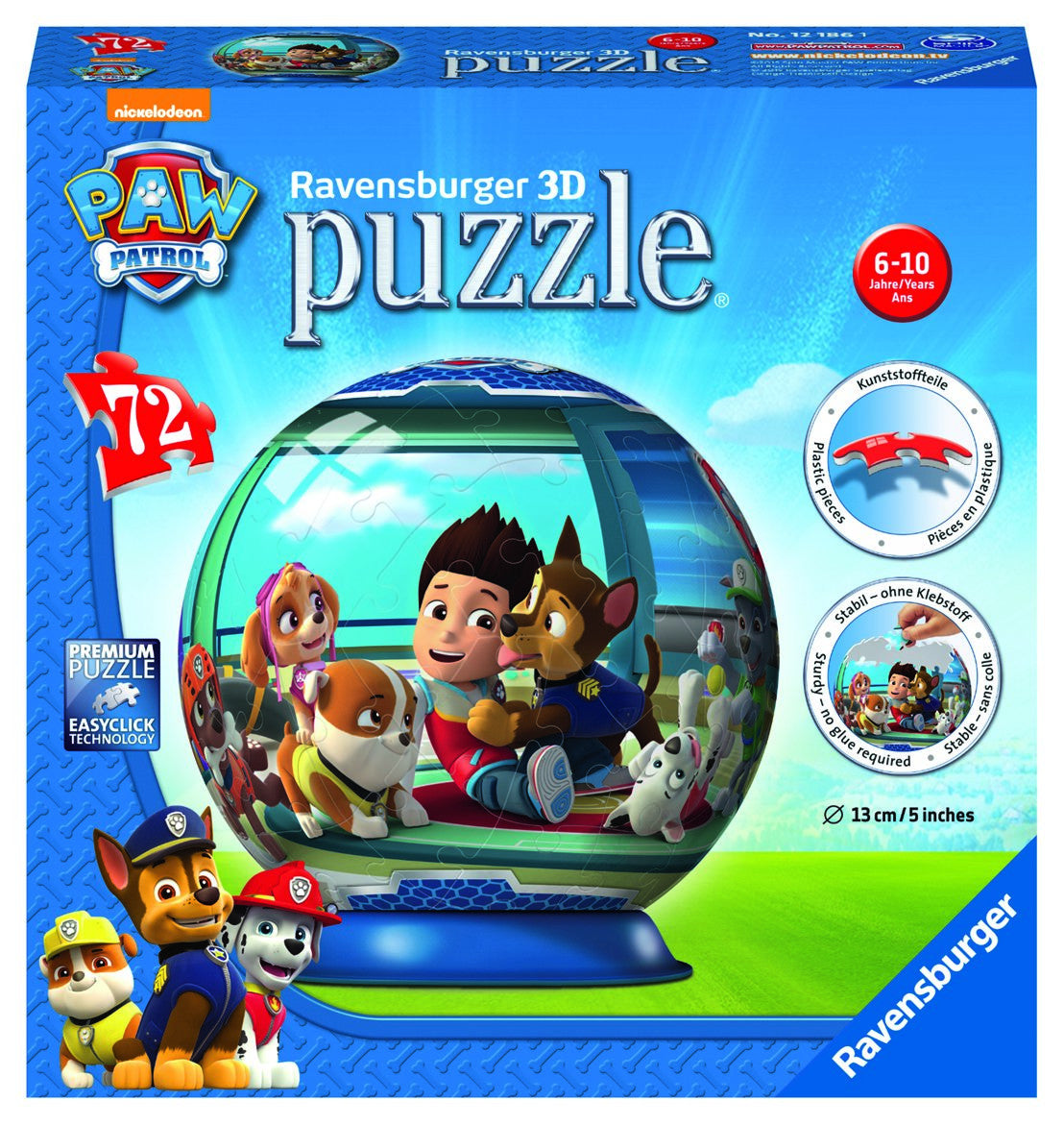 PUZZLE 3D PAW PATROL, 72 PIESE (RVS3D12186) - Libelula Vesela - Jucarii