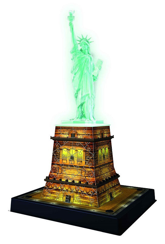 RAVENSBURGER - PUZZLE 3D LUMINOS STATUIA LIBERTATII, 108 PIESE (RVS3D12596) - Libelula Vesela - Jucarii