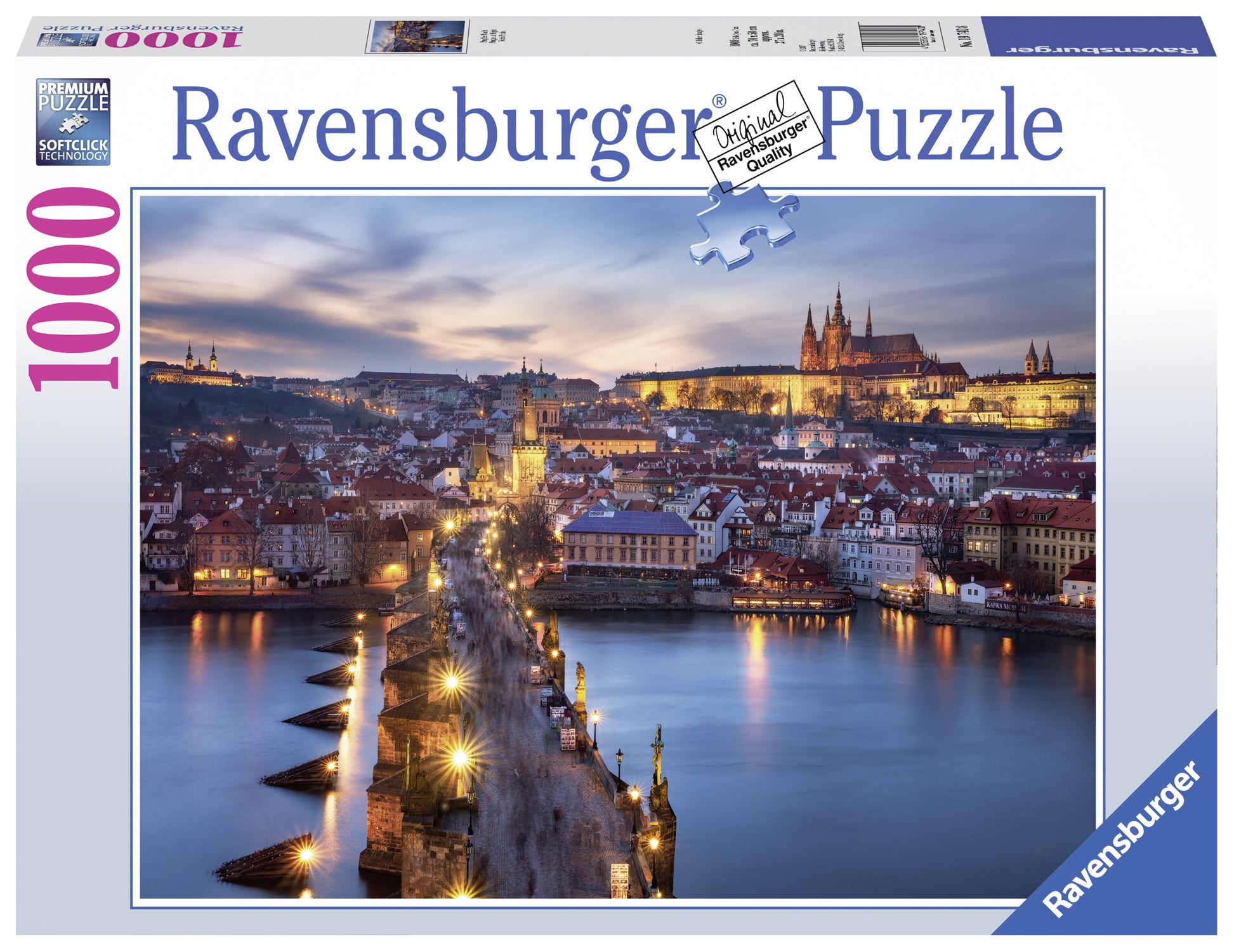 PUZZLE PRAGA NOAPTEA, 1000 PIESE - RAVENSBURGER (RVSPA19740) - Libelula Vesela - Jucarii