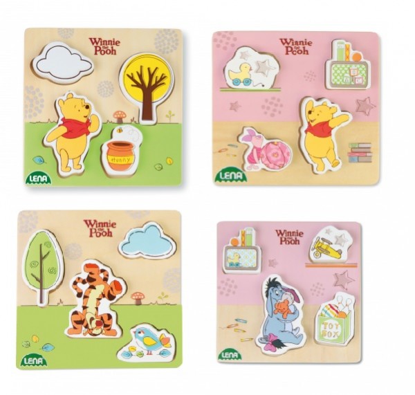 PUZZLE DIN LEMN PENTRU COPII 4 PIESE MARI WINNIE THE POOH - LENA (LE32120) - Libelula Vesela - Jucarii