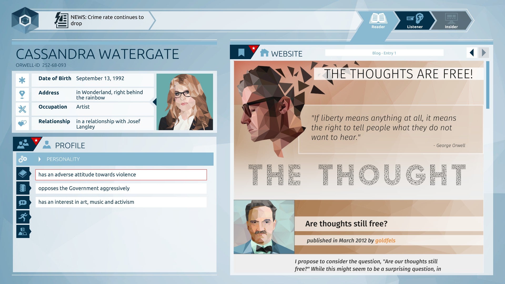 ORWELL: KEEPING AN EYE ON YOU - STEAM - PC / MAC - WORLDWIDE - Libelula Vesela - Jocuri video