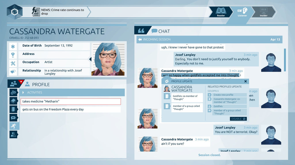 ORWELL: KEEPING AN EYE ON YOU - STEAM - PC / MAC - WORLDWIDE - Libelula Vesela - Jocuri video