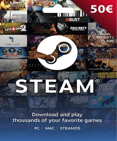 STEAM GIFT CARD 50 EURO - PC / MAC - EU - Libelula Vesela - Gift Cards