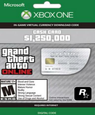 GRAND THEFT AUTO V GTA: GREAT WHITE SHARK CASH CARD - XBOX ONE - EU - Libelula Vesela - Jocuri video